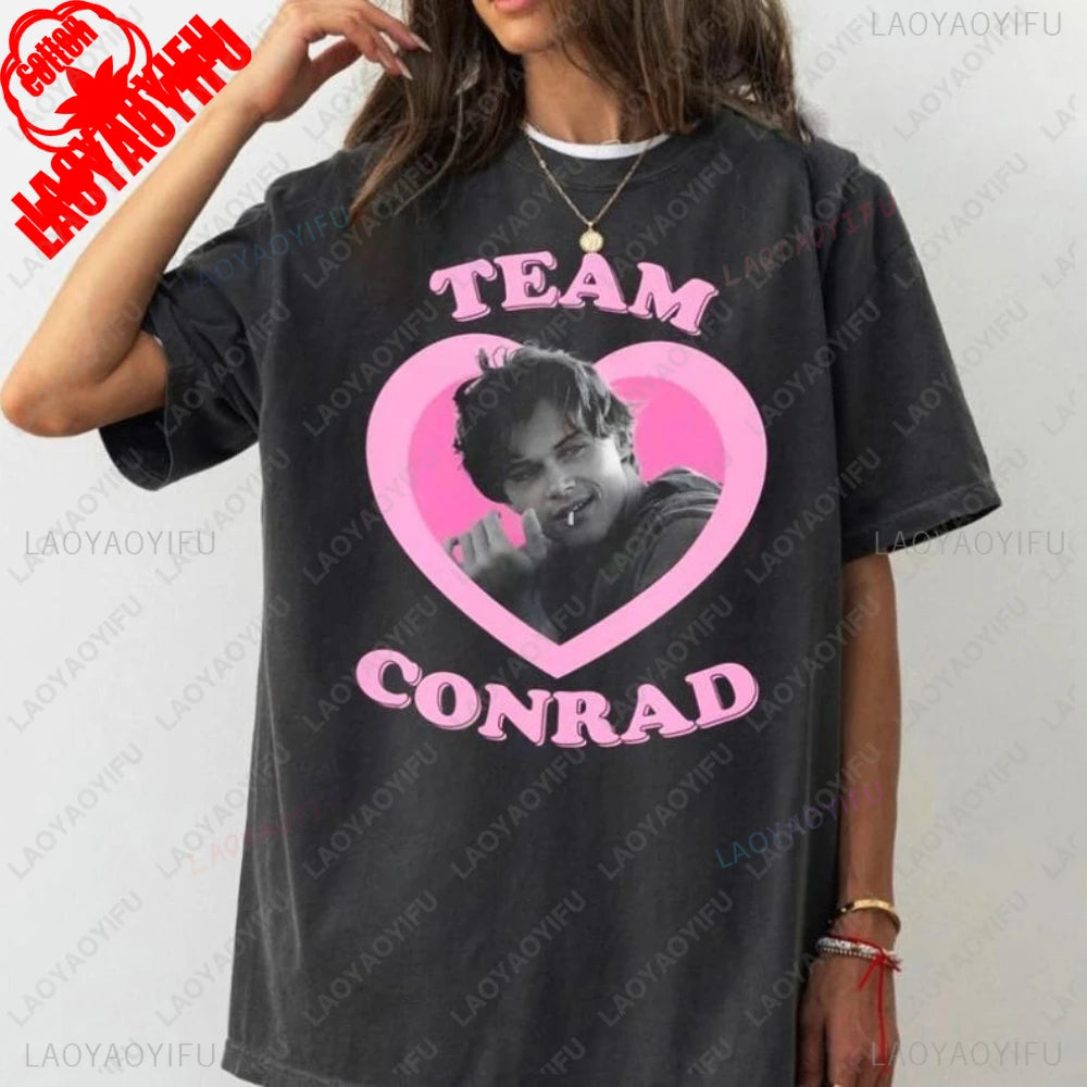Team Conrad Cousins Beach Retro The Summer I Turned Pretty Graphic T Shirts Woman Man Fashion Casual Cotton T-shirt Streetwear