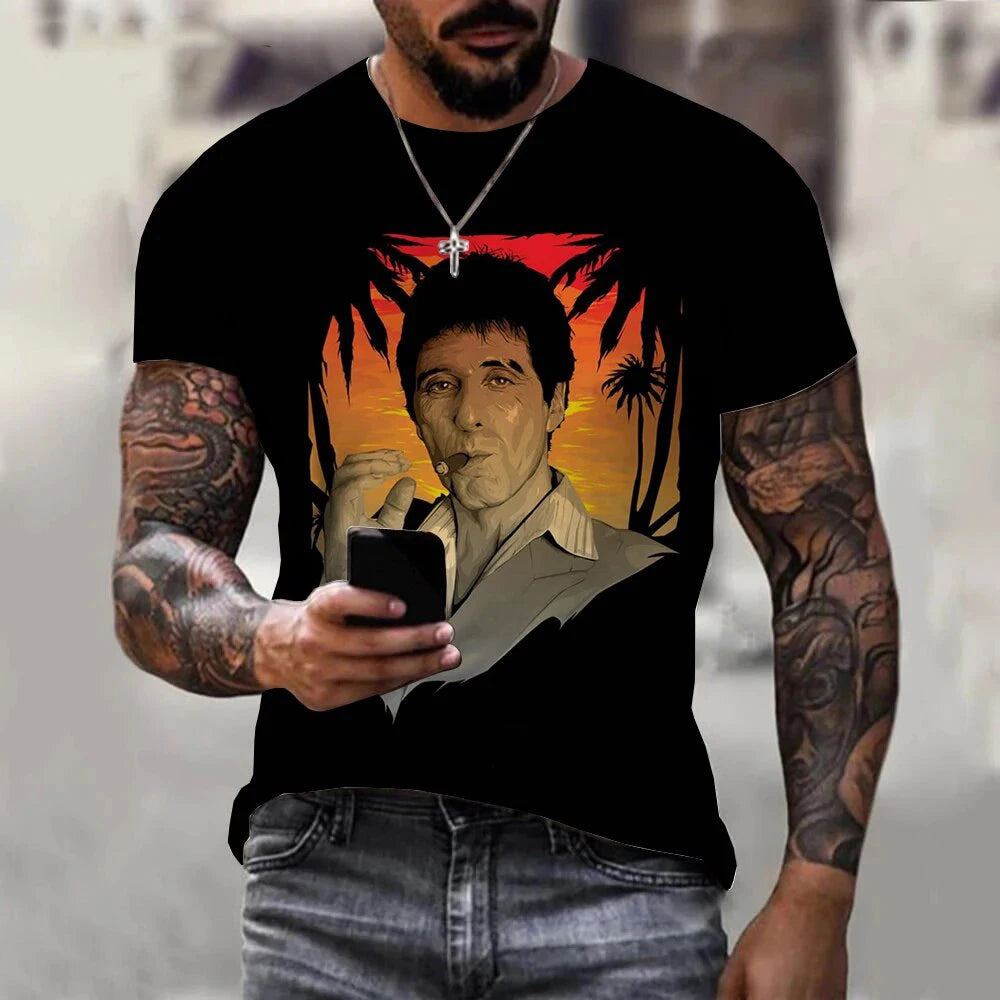 Movie Scarface 3D Print T-Shirts Streetwear Men Fashion Harajuku Casual Oversized Short Sleeved T Shirt Tee Tops Clothing