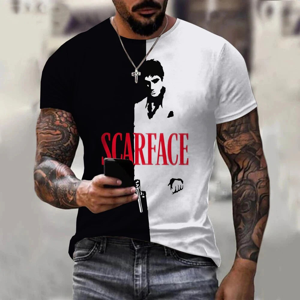 Movie Scarface 3D Print T-Shirts Streetwear Men Fashion Harajuku Casual Oversized Short Sleeved T Shirt Tee Tops Clothing
