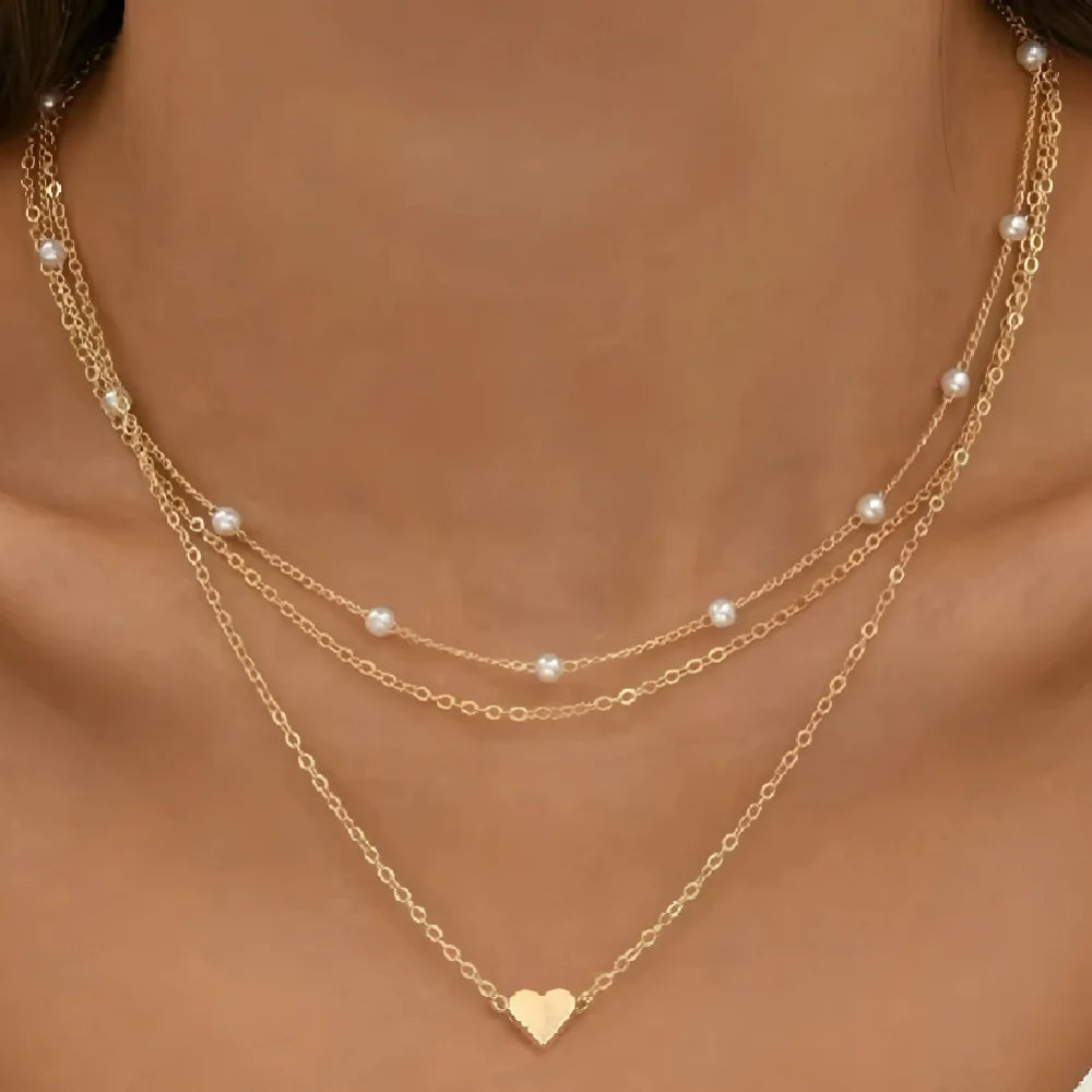 2025 New Women's Pearl Necklace Set 14K Gold Fashion Neck Chain Jewelry