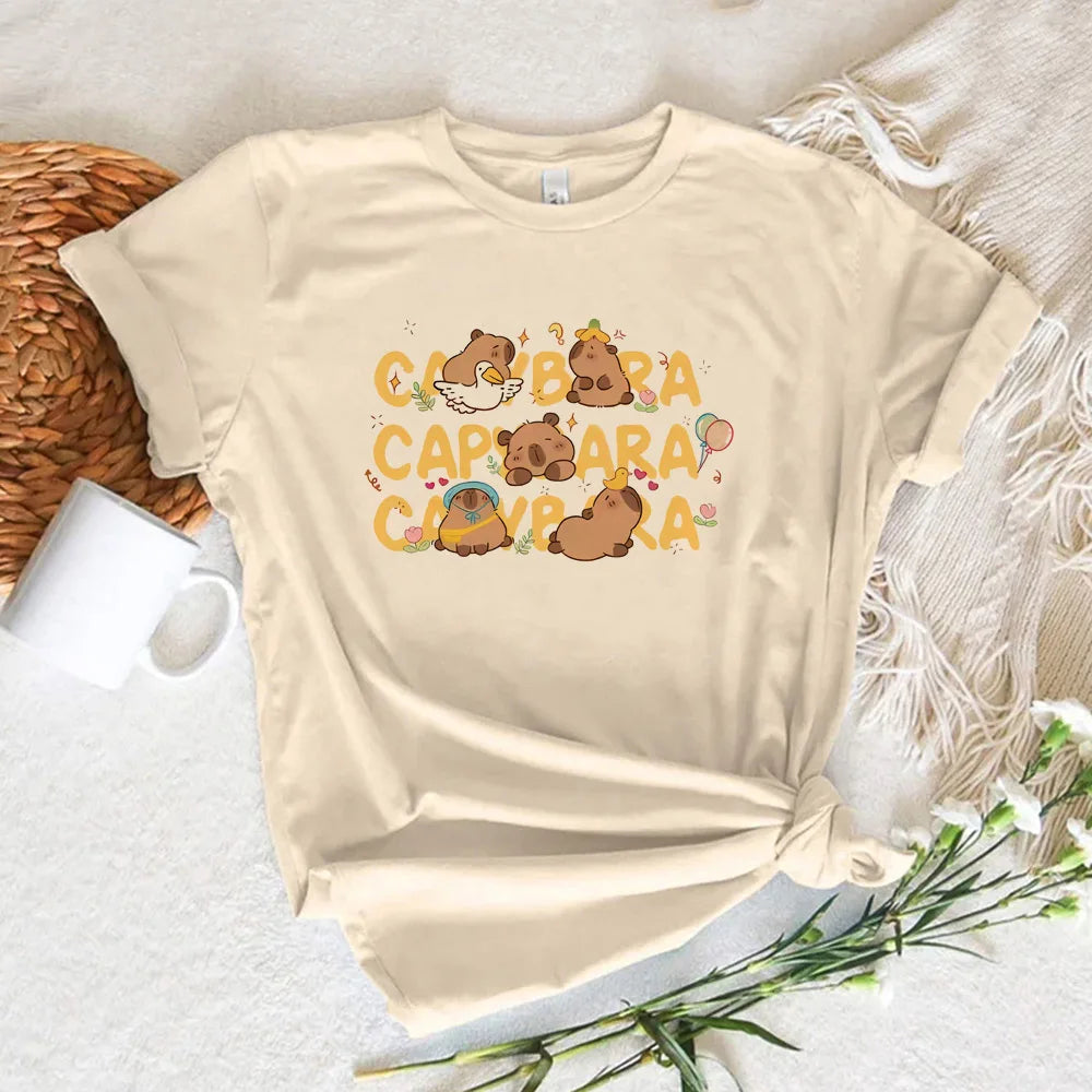 Funny Capybara T-shirts Men Women Summer Cute Animal T Shirt Short Sleeve Graphic T Shirts Streetwear Women's Clothing