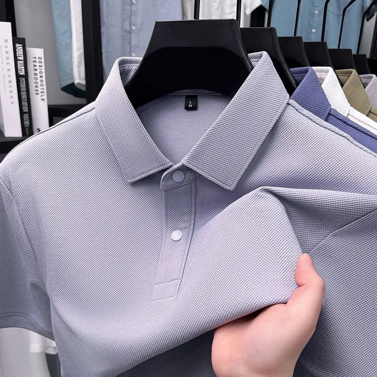 Premium Double-Sided 100% Cotton Polo Shirt - Soft, Skin-Friendly, Textured Pearl Weaving, Strong Luster, Stylish & Comfortable