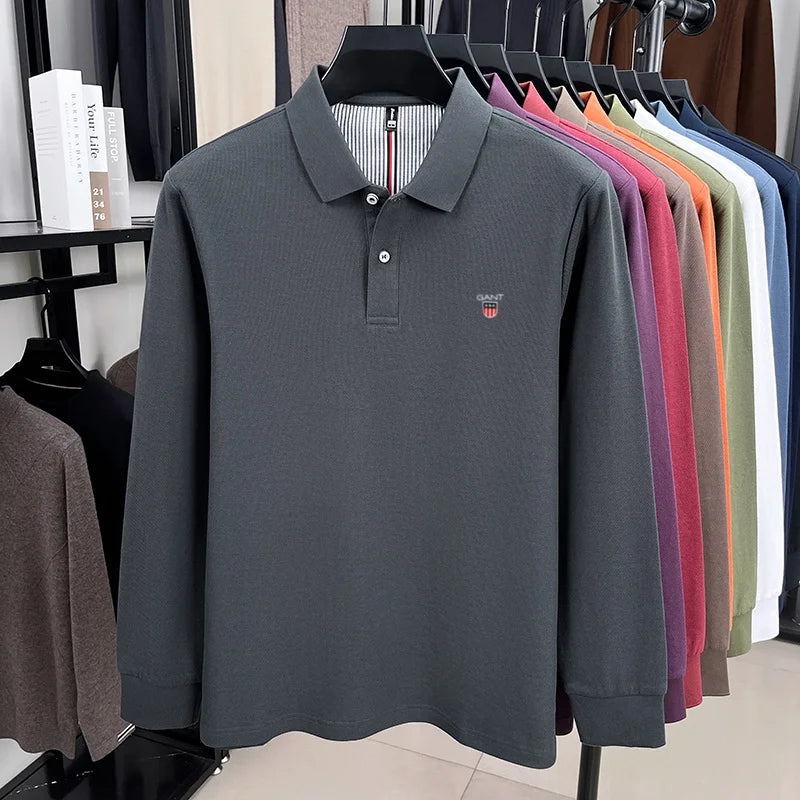 2025 Autumn New Men's Long Sleeve Casual T-shirt Comfortable and Breathable Golf Collar Top Exquisite and Fashionable Polo Shirt