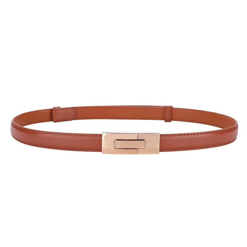Brand soft cowhide thin belt ladies decorative dress adjustable black belt female fashion