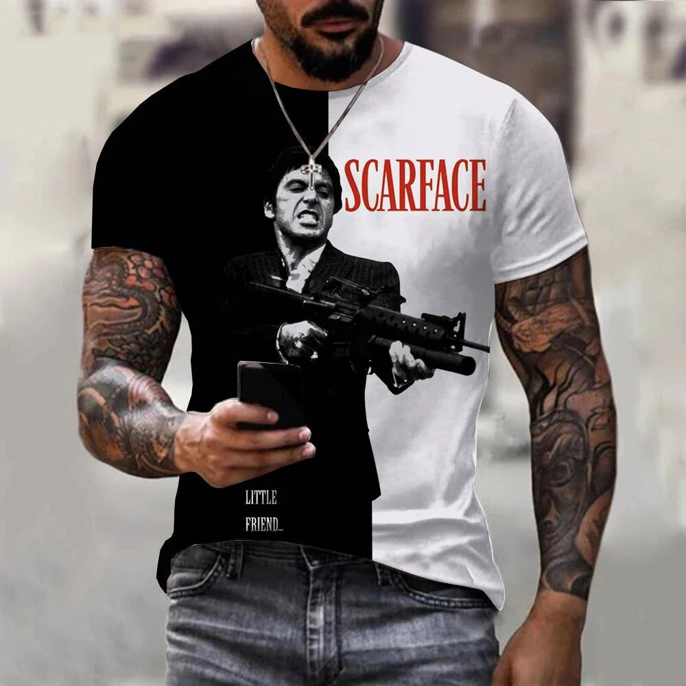 Movie Scarface 3D Print T-Shirts Streetwear Men Fashion Harajuku Casual Oversized Short Sleeved T Shirt Tee Tops Clothing