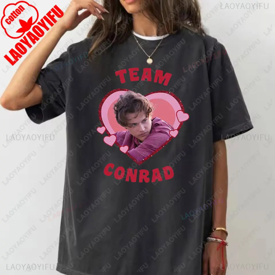 Team Conrad Cousins Beach Retro The Summer I Turned Pretty Graphic T Shirts Woman Man Fashion Casual Cotton T-shirt Streetwear