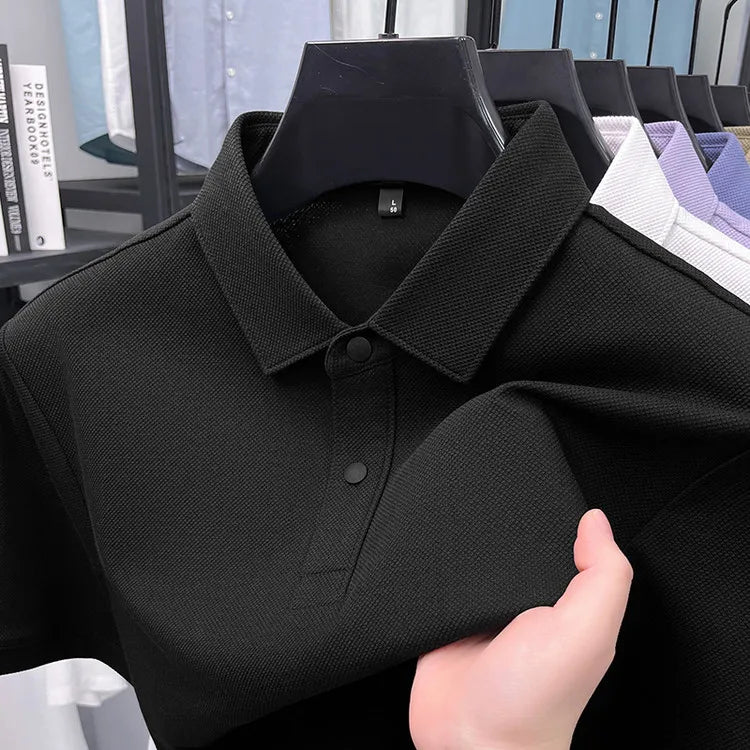 Premium Double-Sided 100% Cotton Polo Shirt - Soft, Skin-Friendly, Textured Pearl Weaving, Strong Luster, Stylish & Comfortable