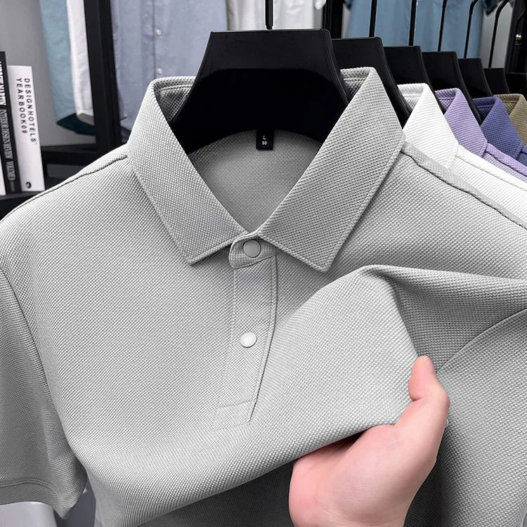 Premium Double-Sided 100% Cotton Polo Shirt - Soft, Skin-Friendly, Textured Pearl Weaving, Strong Luster, Stylish & Comfortable
