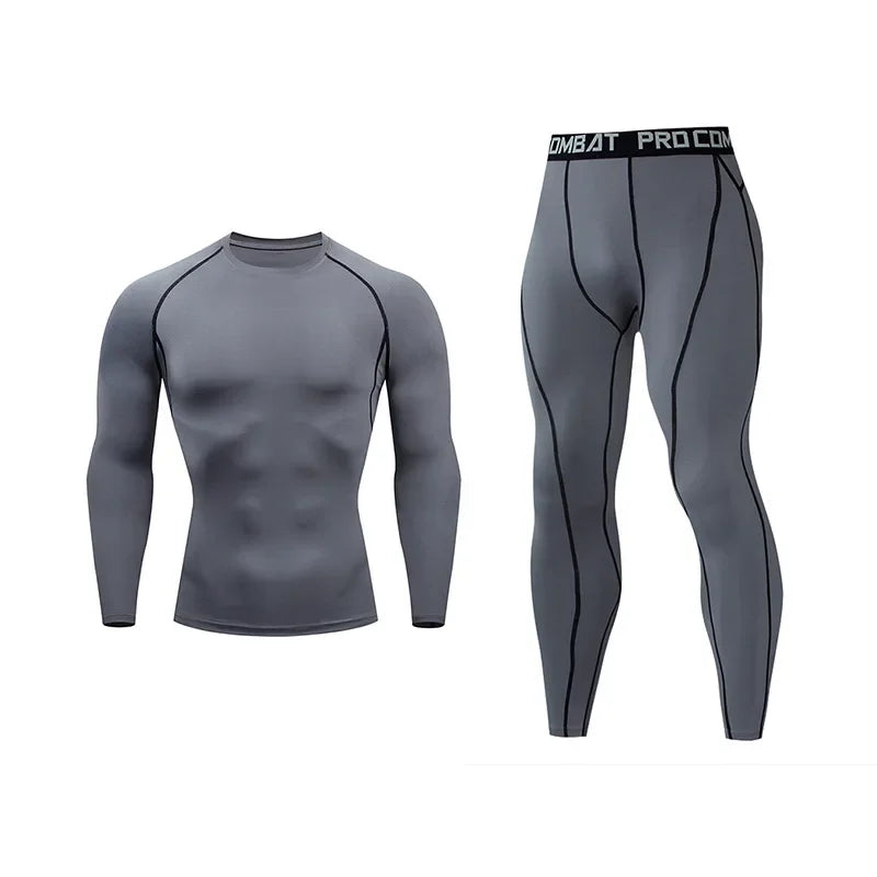 Men Running Set Gym Jogging Thermo underwear xxxxl Second skin Compression Fitness MMA rashgard Male Quick dry Track suit