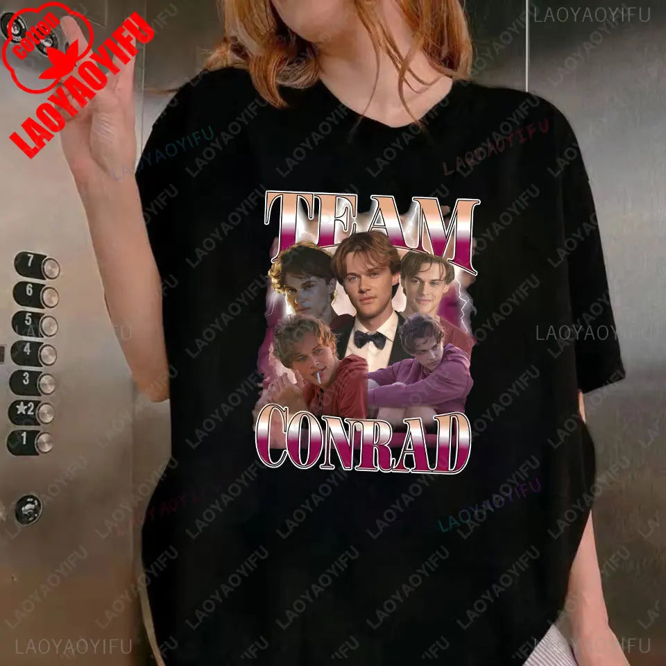 Team Conrad Cousins Beach Retro The Summer I Turned Pretty Graphic T Shirts Woman Man Fashion Casual Cotton T-shirt Streetwear
