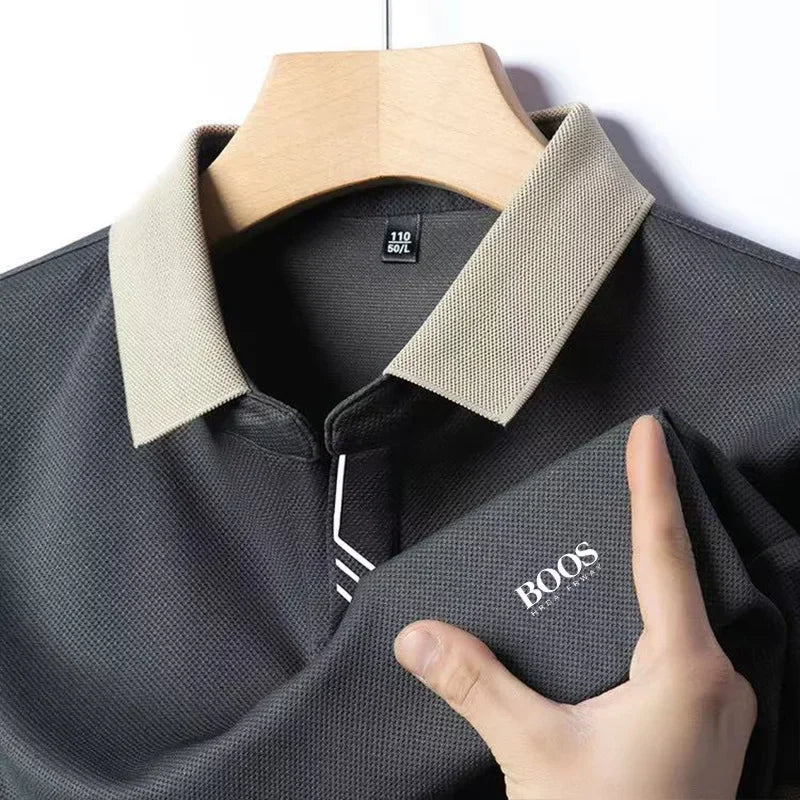 New Embroidered Polo Men's Solid Color Casual Fashion Short Sleeve Polo Shirt Summer Comfortable Top for Business And Leisure