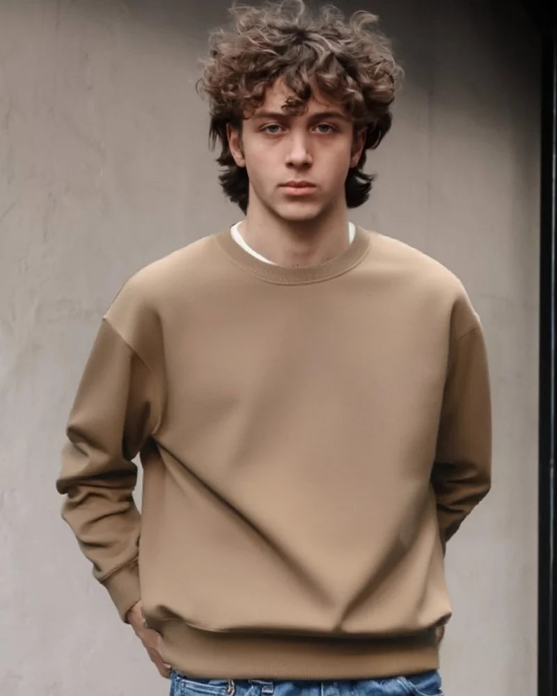 New unisex style solid color round neck sweatshirt for both men and women