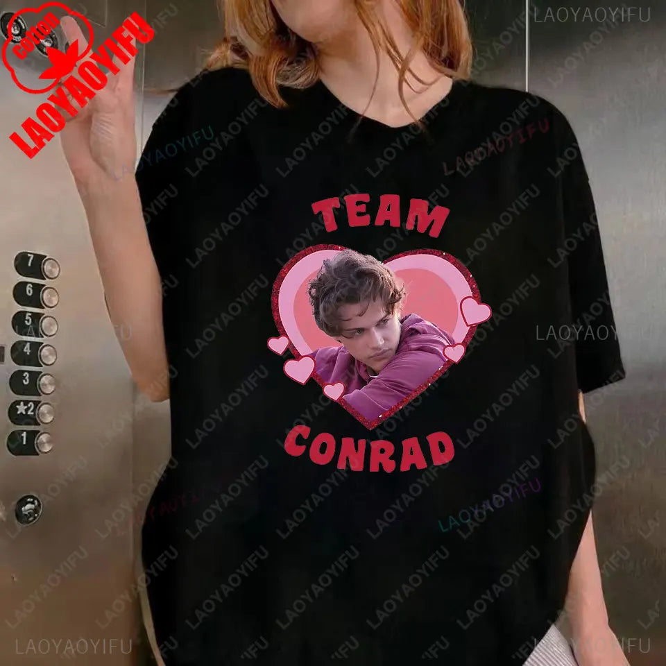 Team Conrad Cousins Beach Retro The Summer I Turned Pretty Graphic T Shirts Woman Man Fashion Casual Cotton T-shirt Streetwear