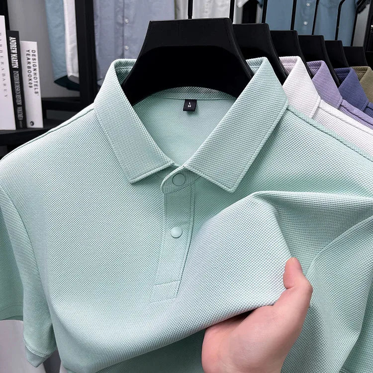 Premium Double-Sided 100% Cotton Polo Shirt - Soft, Skin-Friendly, Textured Pearl Weaving, Strong Luster, Stylish & Comfortable