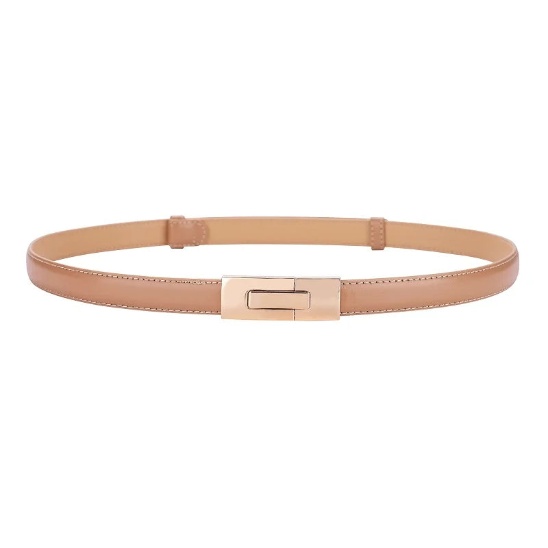Brand soft cowhide thin belt ladies decorative dress adjustable black belt female fashion