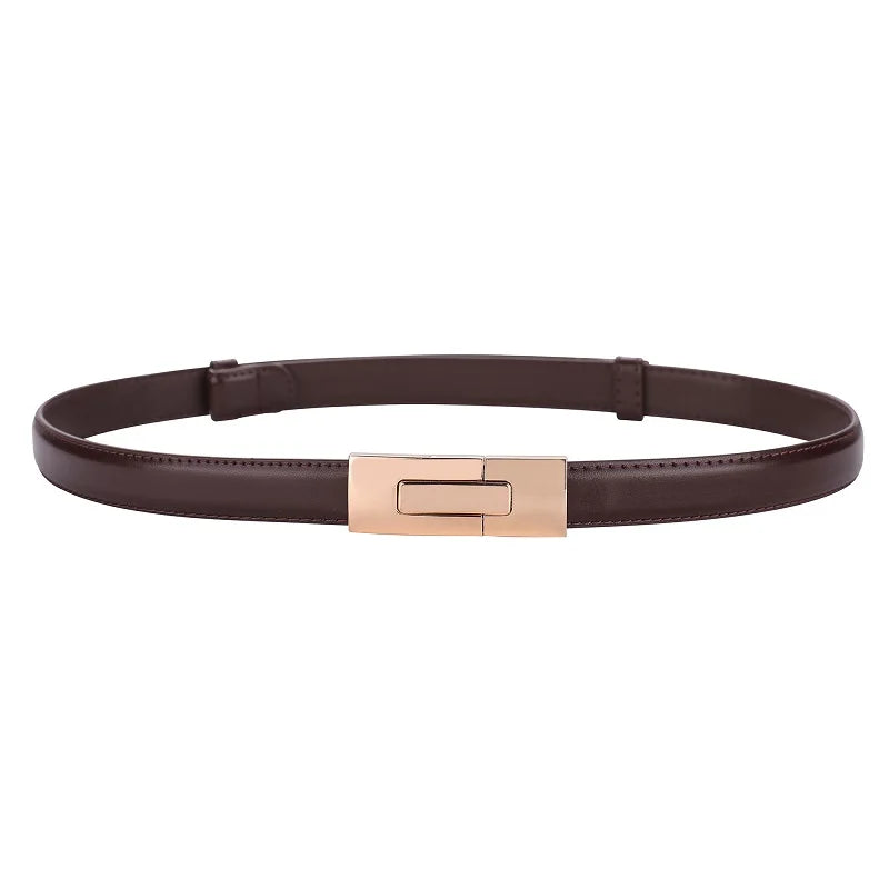 Brand soft cowhide thin belt ladies decorative dress adjustable black belt female fashion