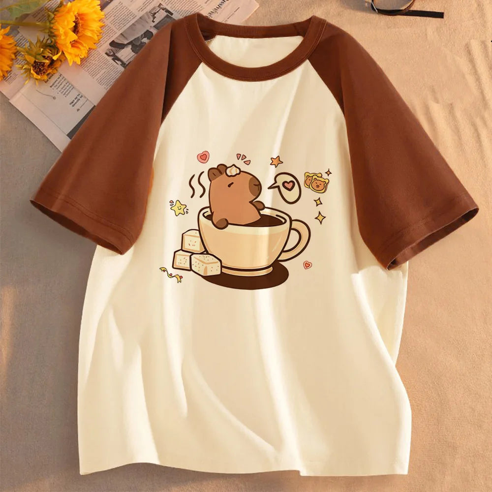 Funny Capybara T-shirts Men Women Summer Cute Animal T Shirt Short Sleeve Graphic T Shirts Streetwear Women's Clothing