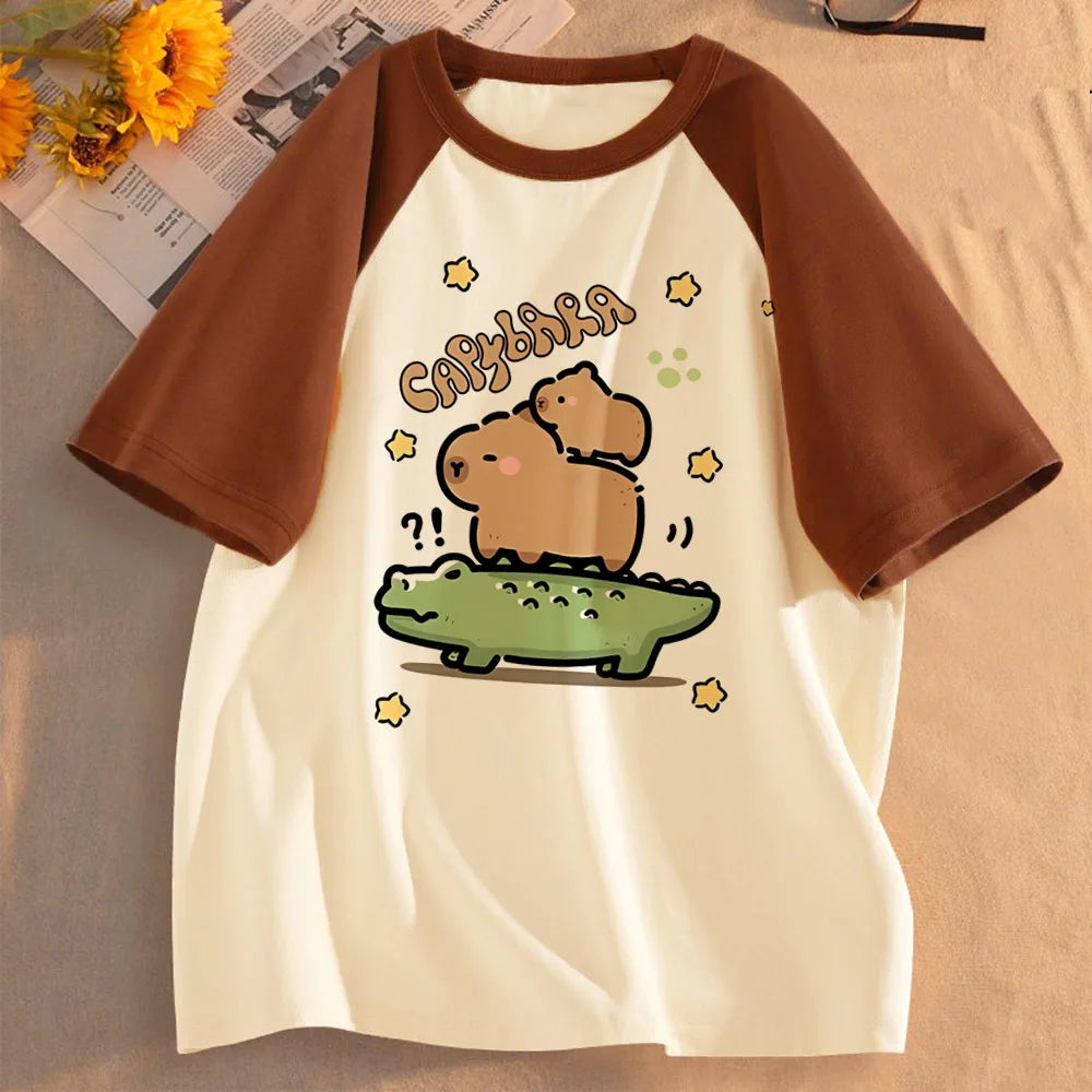 Funny Capybara T-shirts Men Women Summer Cute Animal T Shirt Short Sleeve Graphic T Shirts Streetwear Women's Clothing