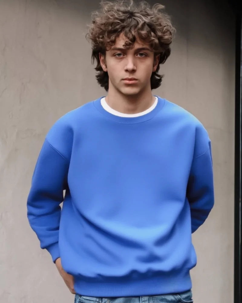 New unisex style solid color round neck sweatshirt for both men and women