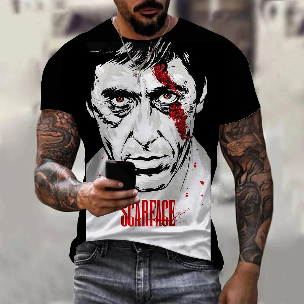 Movie Scarface 3D Print T-Shirts Streetwear Men Fashion Harajuku Casual Oversized Short Sleeved T Shirt Tee Tops Clothing