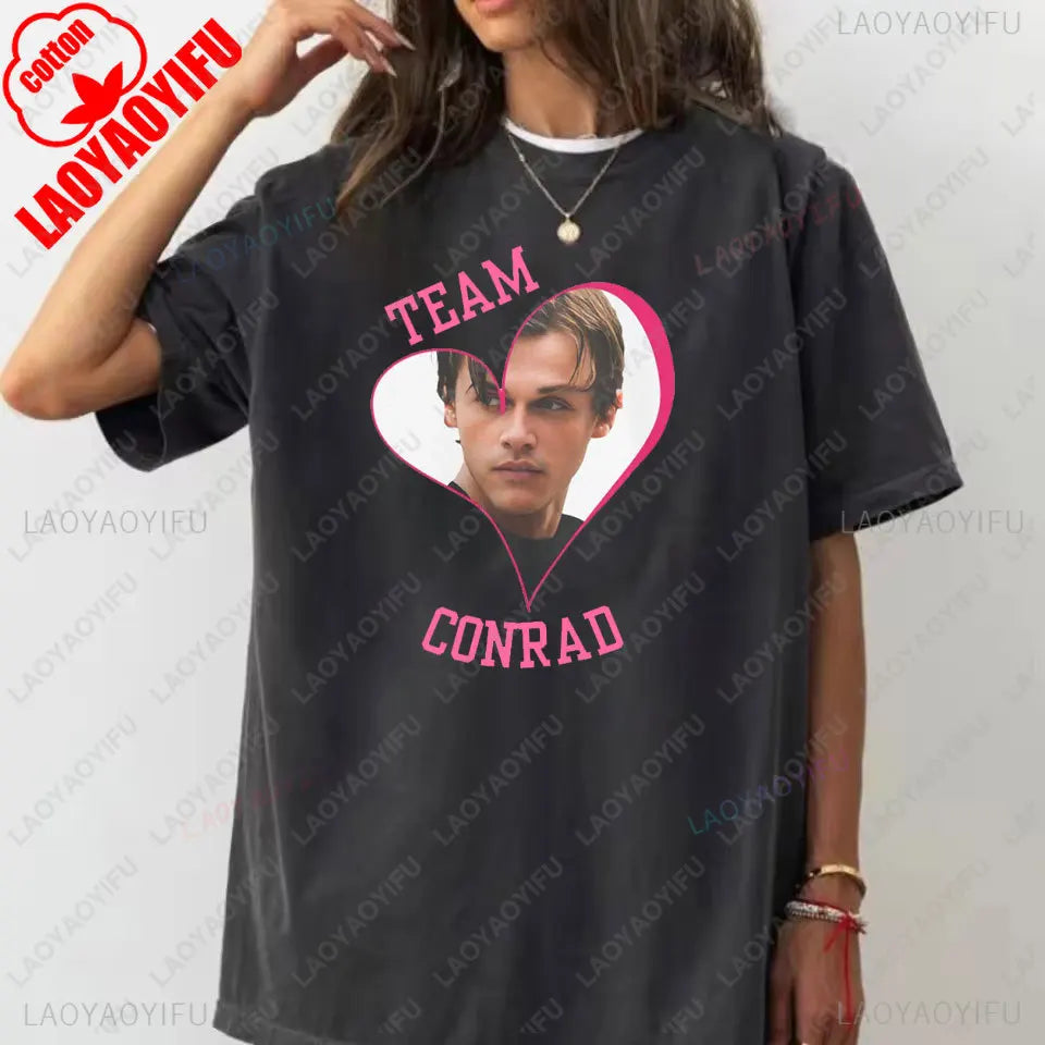 Team Conrad Cousins Beach Retro The Summer I Turned Pretty Graphic T Shirts Woman Man Fashion Casual Cotton T-shirt Streetwear