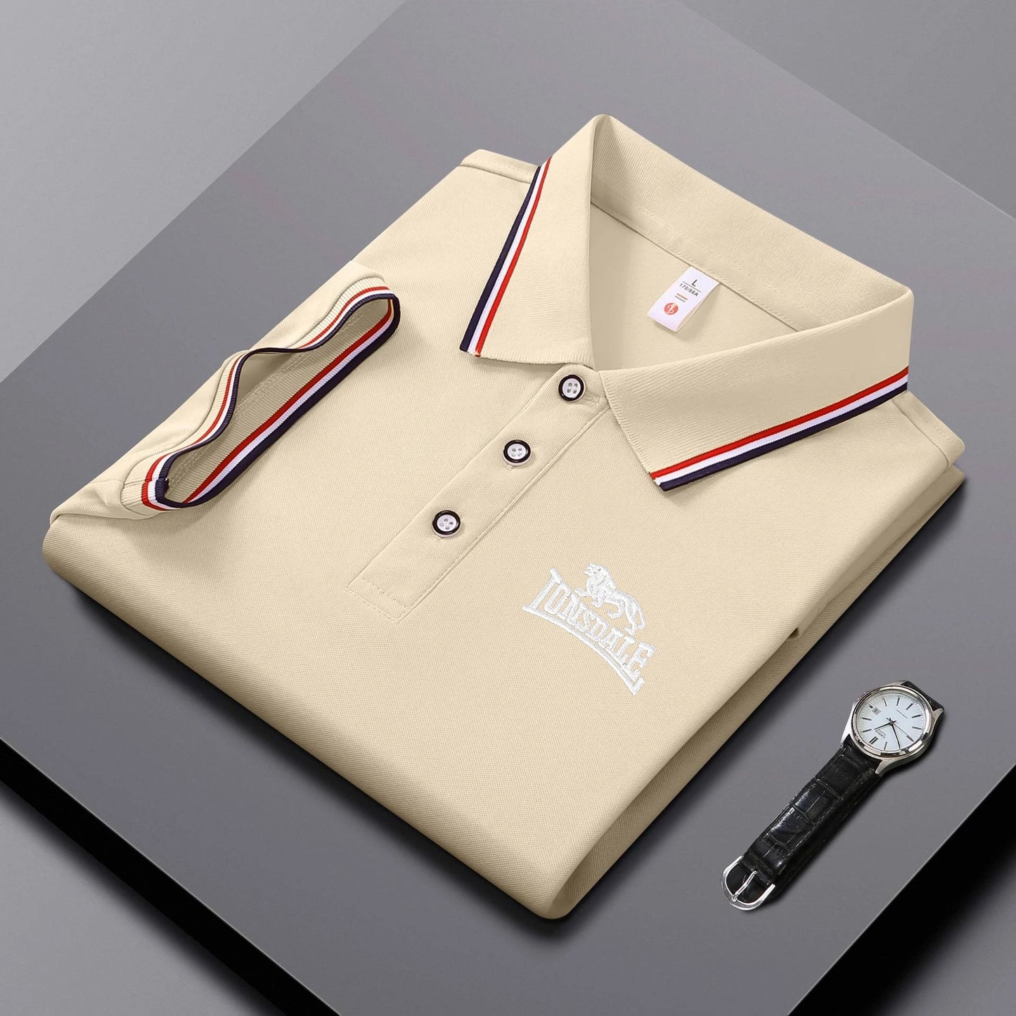 Embroidered Men's Polo Shirt, Summer Trend Short Sleeved Top of the Line Business Casual Comfortable Breathable Polo Shirt