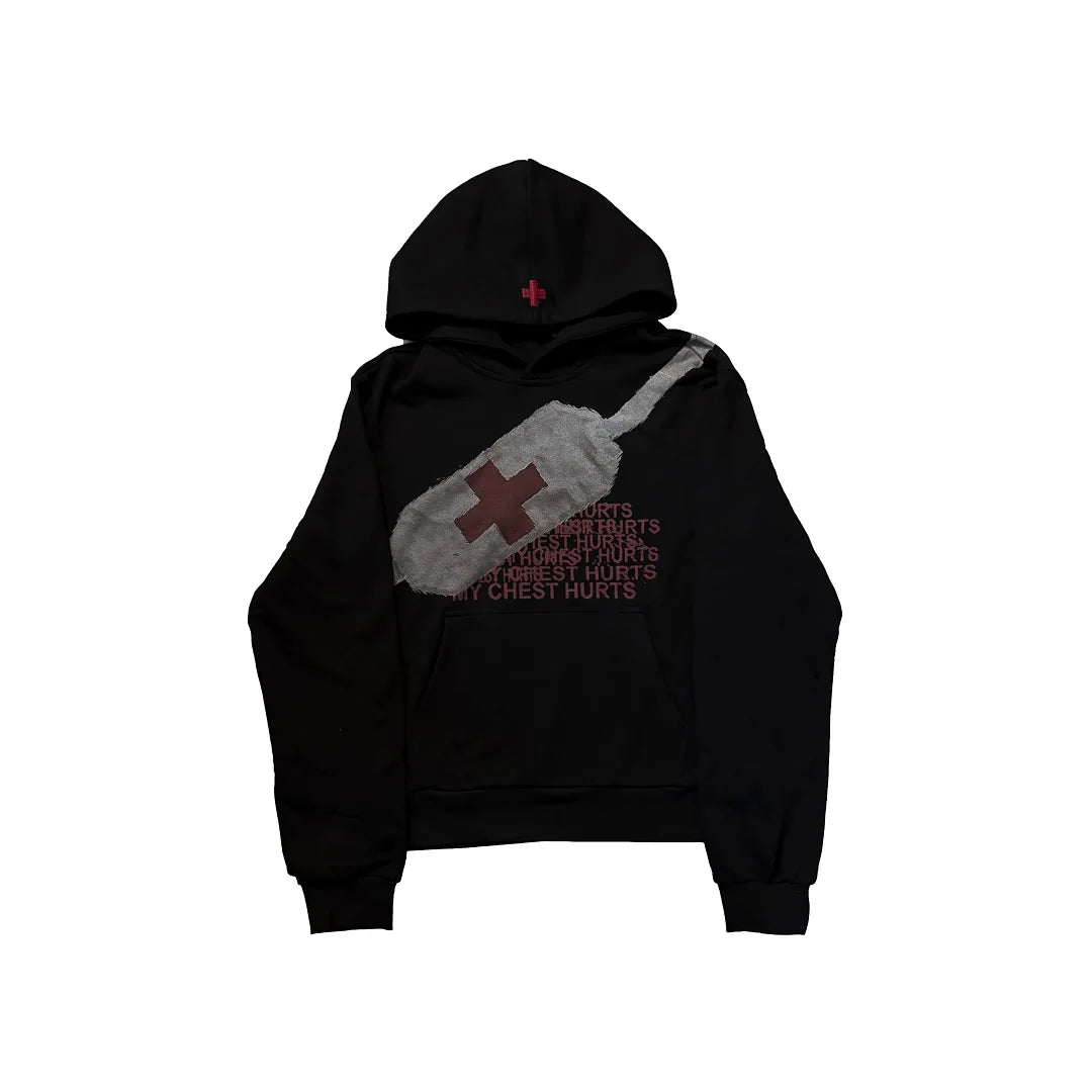 New medical logo print hoodies women streetwear gothic goth y2k tops harajuku oversized sweatshirt zip up hoodie couple clothes