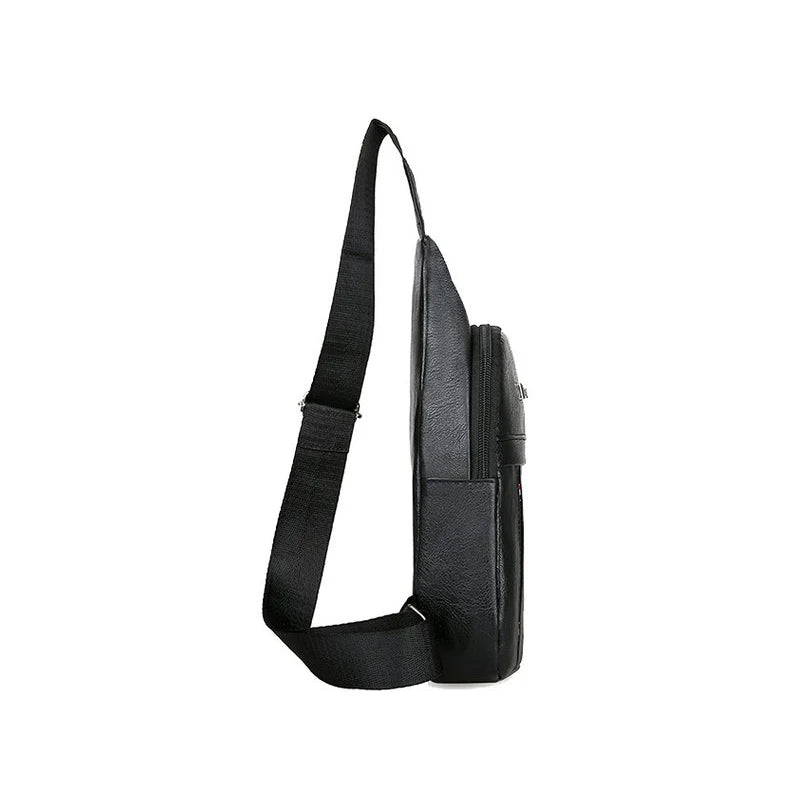 Men Shoulder Bags PU Waist Packs Sling Bag Crossbody Outdoor Sport Shoulder Chest Daily Picnic Canvas Messenger Bag Bolsa