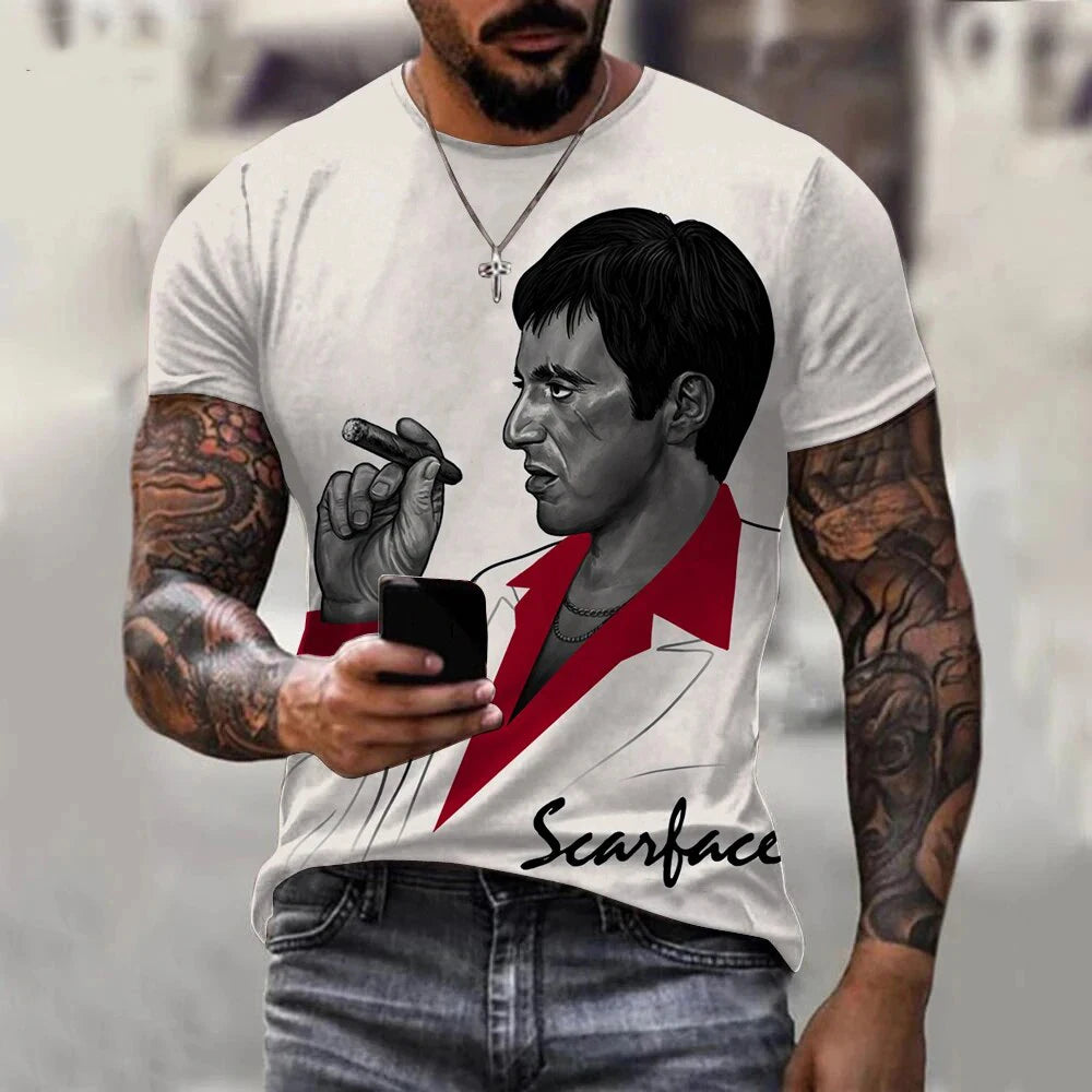 Movie Scarface 3D Print T-Shirts Streetwear Men Fashion Harajuku Casual Oversized Short Sleeved T Shirt Tee Tops Clothing
