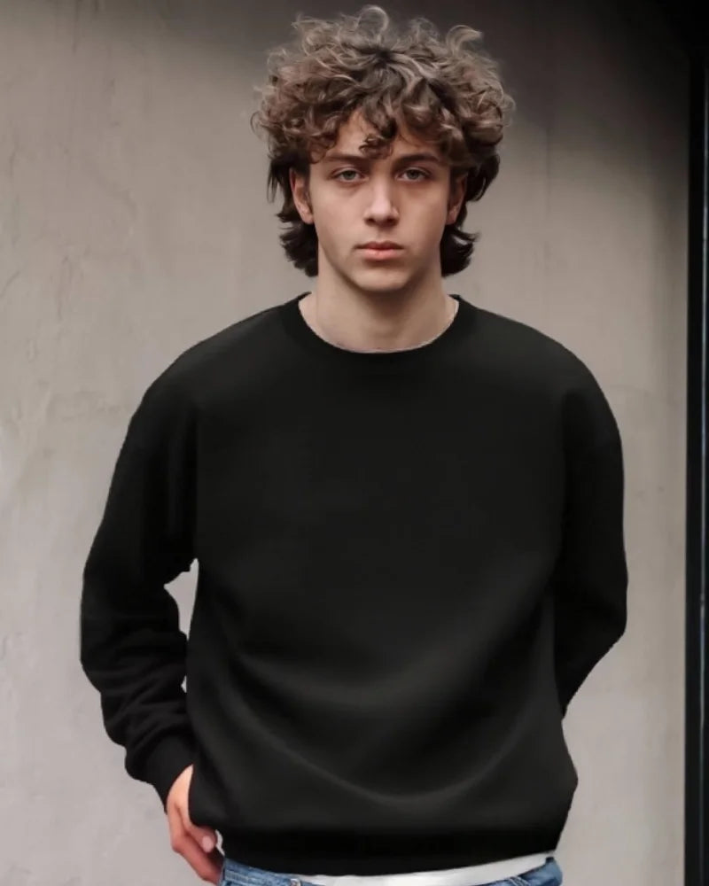 New unisex style solid color round neck sweatshirt for both men and women