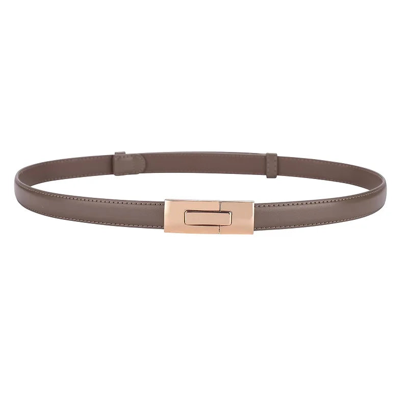 Brand soft cowhide thin belt ladies decorative dress adjustable black belt female fashion