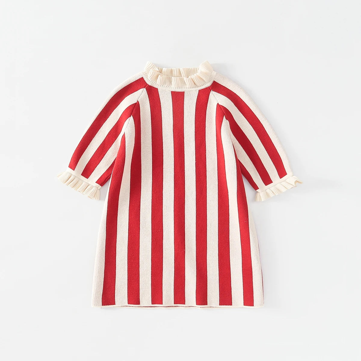 Baby Girl Princess Cotton Sweater Dress Flare Sleeve Autumn Spring Infant Toddler Child Knitted Dress Outfit Baby Clothes 1-5Y