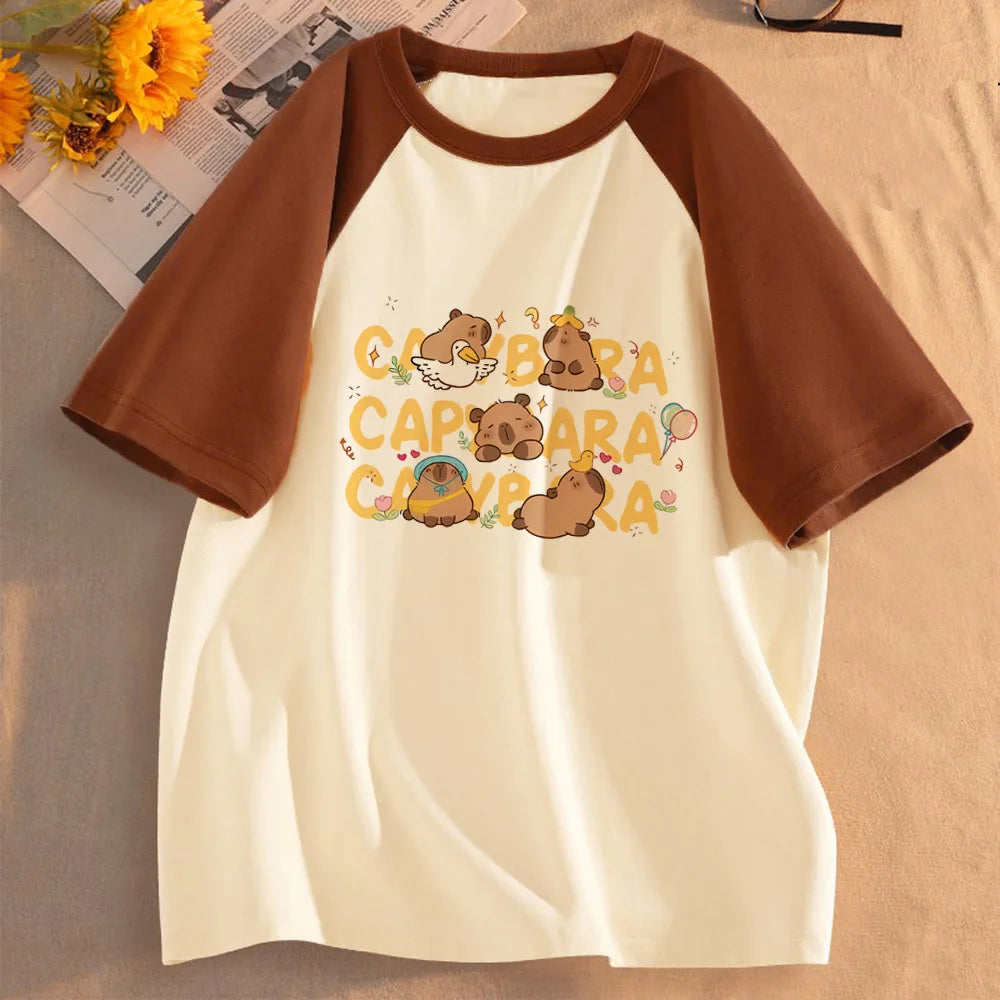 Funny Capybara T-shirts Men Women Summer Cute Animal T Shirt Short Sleeve Graphic T Shirts Streetwear Women's Clothing