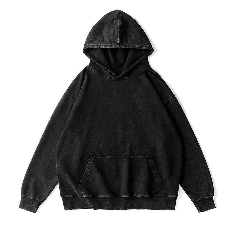 Washed and aged sweatshirt, men's loose hoodie, round-neck jacket S-5XL