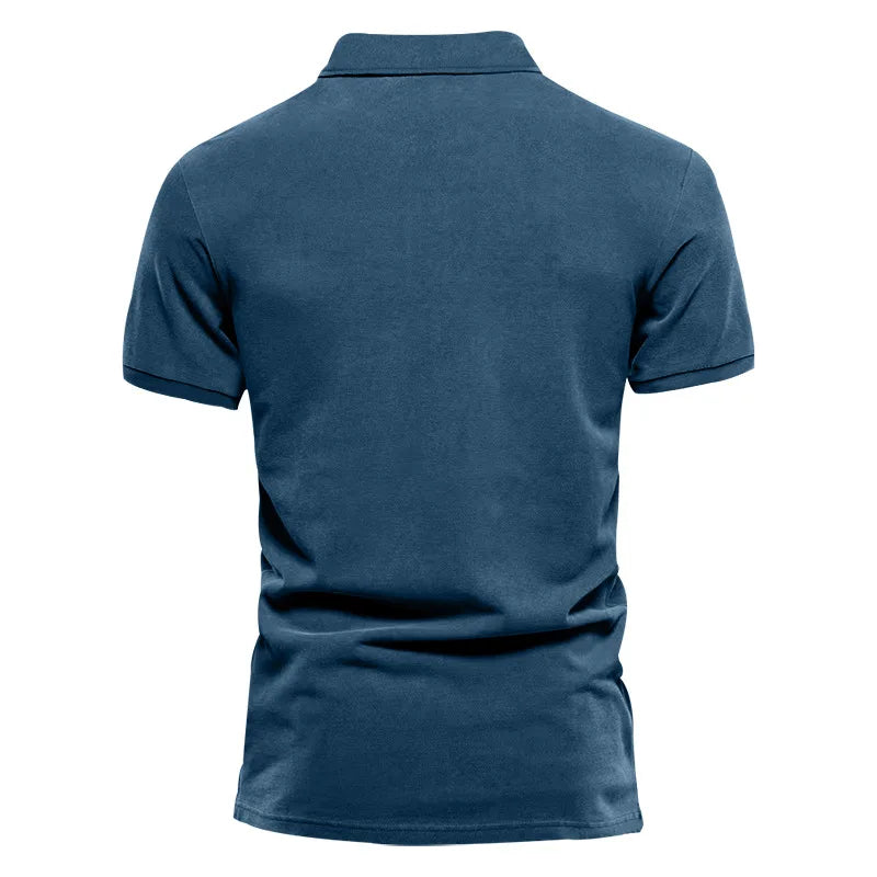 2025Summer new men's polo shirt men's lapel business office solid color short sleeved T-shirt Male fashionable casual sports top