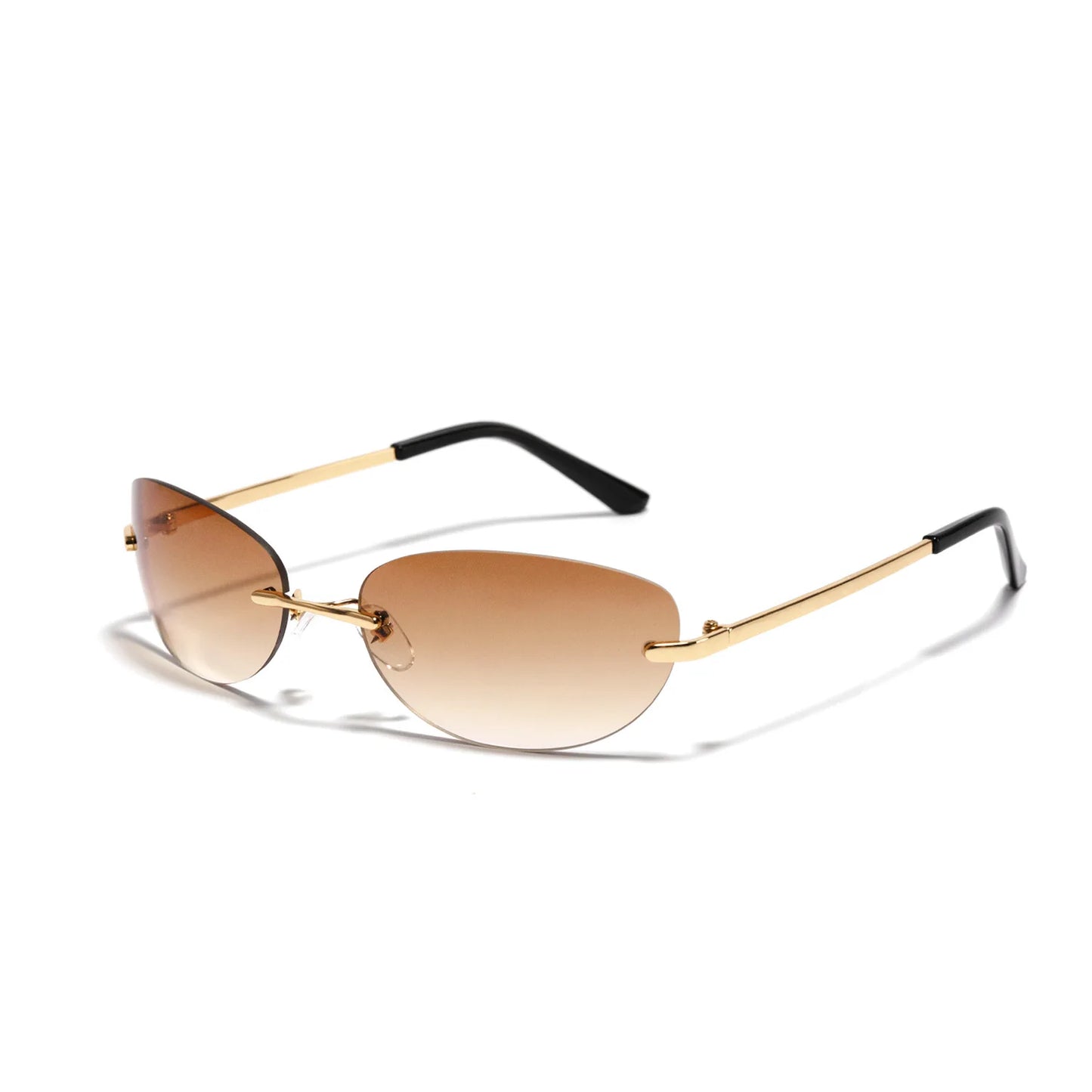 Ralferty Cool Rimless Cat Eye Sunglasses Women Men UV400 2025 Vintage Designer Steampunk Black Sun Glasses