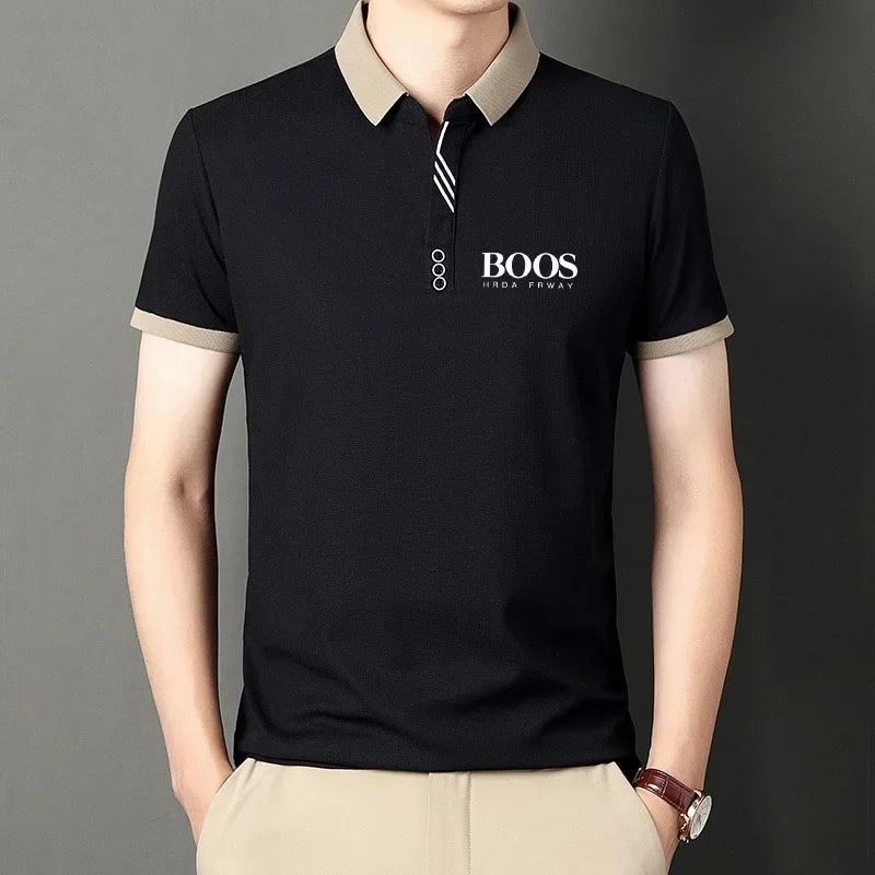 New Embroidered Polo Men's Solid Color Casual Fashion Short Sleeve Polo Shirt Summer Comfortable Top for Business And Leisure