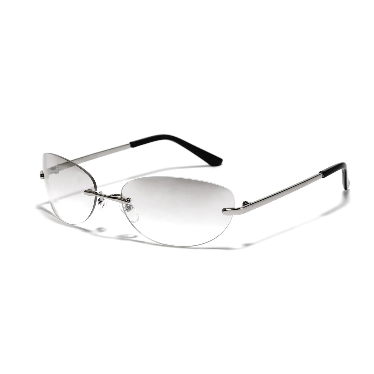 Ralferty Cool Rimless Cat Eye Sunglasses Women Men UV400 2025 Vintage Designer Steampunk Black Sun Glasses