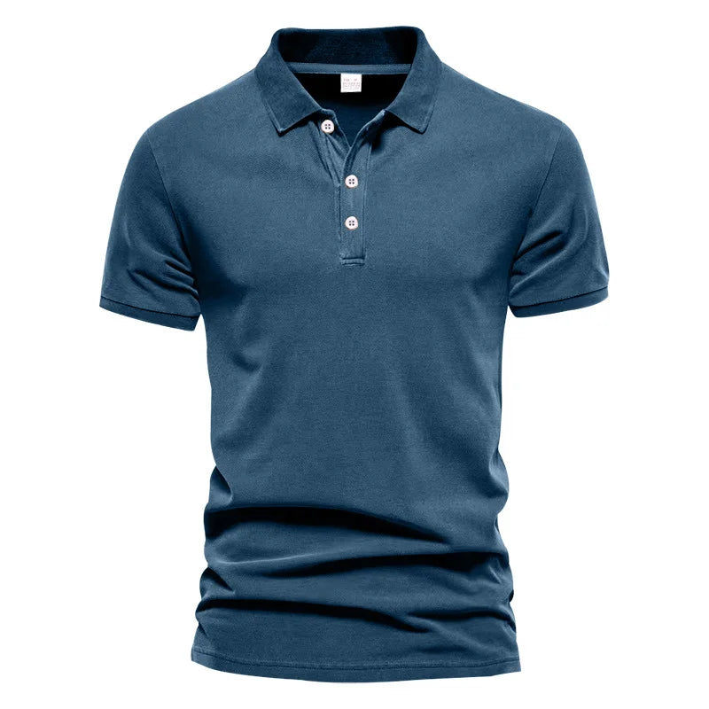 2025Summer new men's polo shirt men's lapel business office solid color short sleeved T-shirt Male fashionable casual sports top