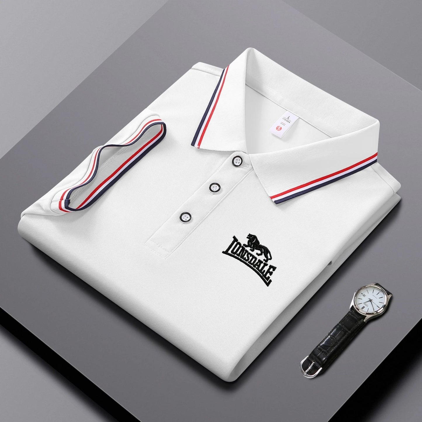 Embroidered Men's Polo Shirt, Summer Trend Short Sleeved Top of the Line Business Casual Comfortable Breathable Polo Shirt