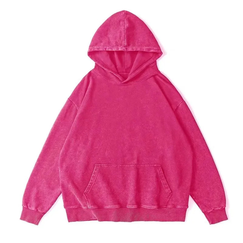 Washed and aged sweatshirt, men's loose hoodie, round-neck jacket S-5XL