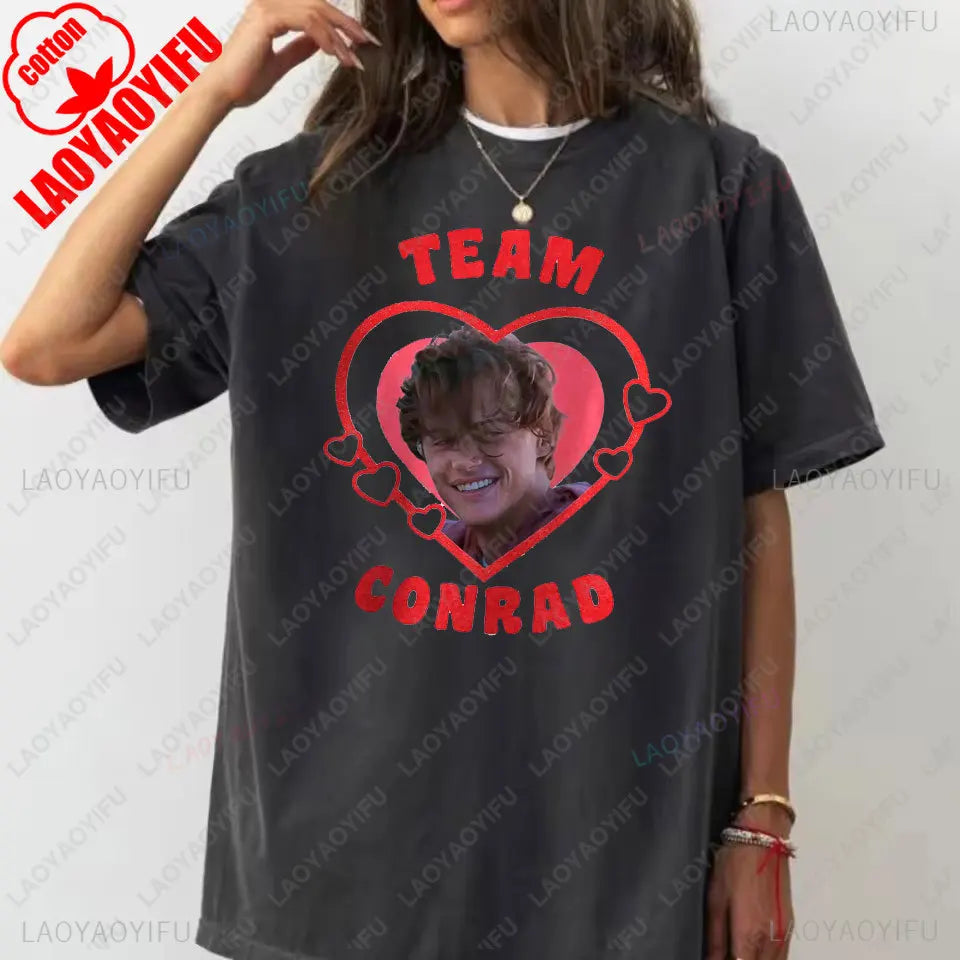 Team Conrad Cousins Beach Retro The Summer I Turned Pretty Graphic T Shirts Woman Man Fashion Casual Cotton T-shirt Streetwear