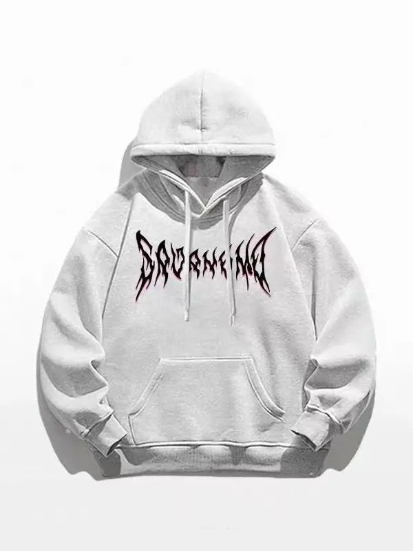 Unisex Cotton Hoodie Street Style Autumn Winter Thickened Fleece Lined Dinosaur Print Lazy Style Casual American Student Top