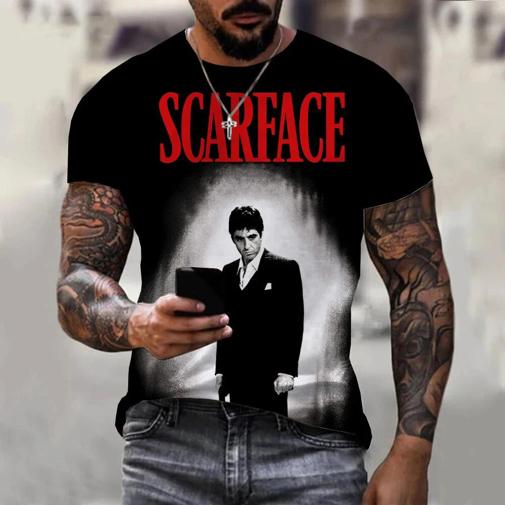 Movie Scarface 3D Print T-Shirts Streetwear Men Fashion Harajuku Casual Oversized Short Sleeved T Shirt Tee Tops Clothing