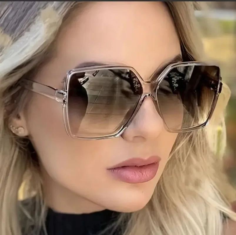 New Designer Fashion Oversized Sunglasses Women Female Big Frame Gradient Sun Glasses