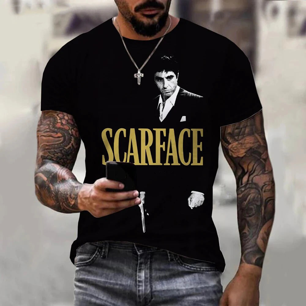 Movie Scarface 3D Print T-Shirts Streetwear Men Fashion Harajuku Casual Oversized Short Sleeved T Shirt Tee Tops Clothing