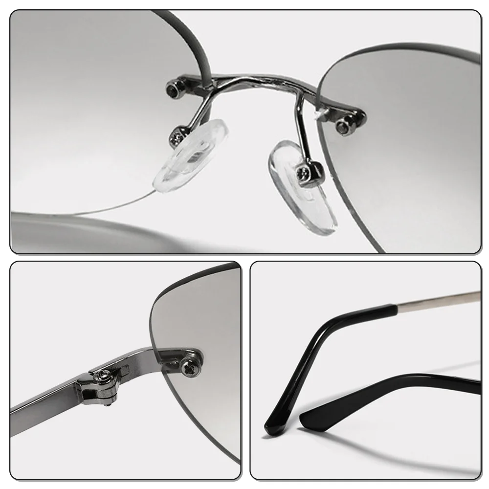 Ralferty Cool Rimless Cat Eye Sunglasses Women Men UV400 2025 Vintage Designer Steampunk Black Sun Glasses