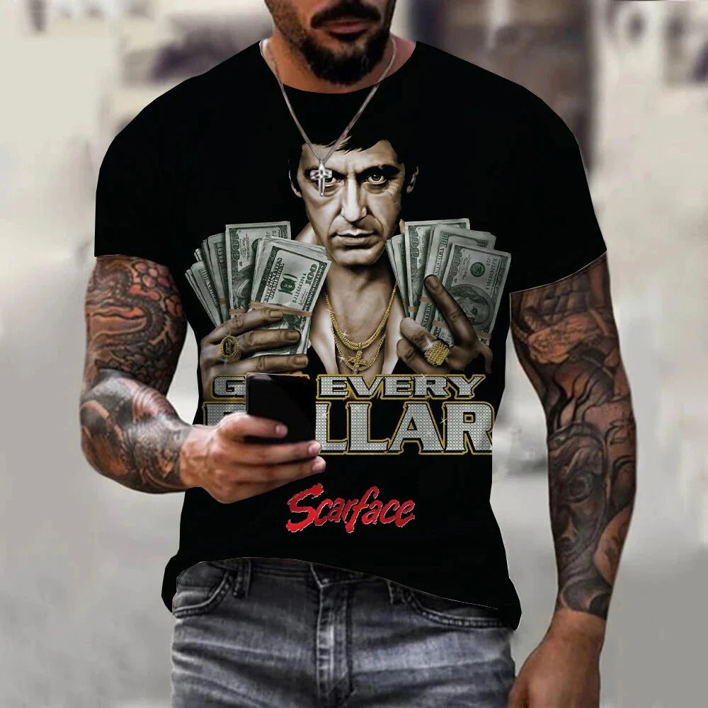 Movie Scarface 3D Print T-Shirts Streetwear Men Fashion Harajuku Casual Oversized Short Sleeved T Shirt Tee Tops Clothing