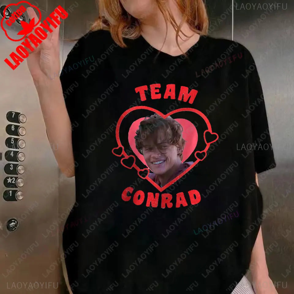 Team Conrad Cousins Beach Retro The Summer I Turned Pretty Graphic T Shirts Woman Man Fashion Casual Cotton T-shirt Streetwear