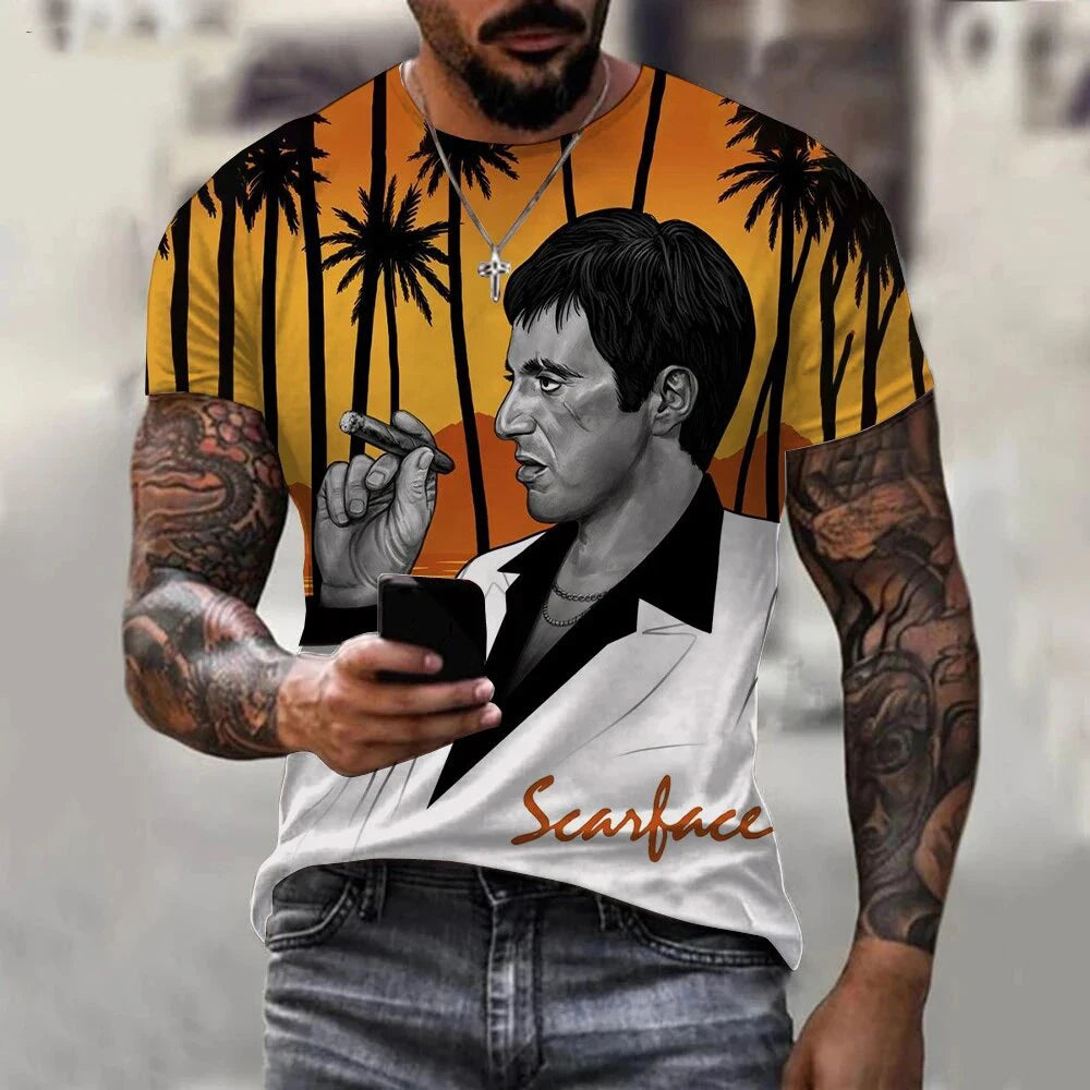 Movie Scarface 3D Print T-Shirts Streetwear Men Fashion Harajuku Casual Oversized Short Sleeved T Shirt Tee Tops Clothing